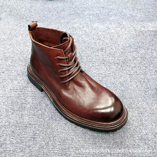 Foreign Trade Classic British Handmade Li Nai Double Horse Leather Big Head Gao Bang Business Dress Handsome Men's Desert Boots