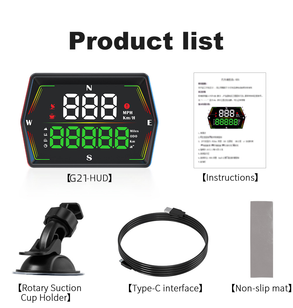 Universal car HUD head-up display, Beidou GPS vehicle speedometer, total mileage accumulation, high-definition head-up display