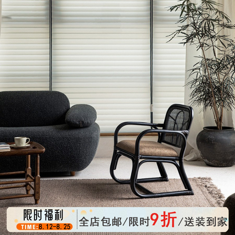 Southeast Asia Rattan Art Hand-woven Rattan Chair Home Living Room Single Sofa Chair Homestay Vintage Table and Chair Three-piece Set Southeast Asia Rattan Art Hand-woven Rattan Chair Home Living Room Single Sofa Chair Homestay Vintage Table and Chair Three-piece Set