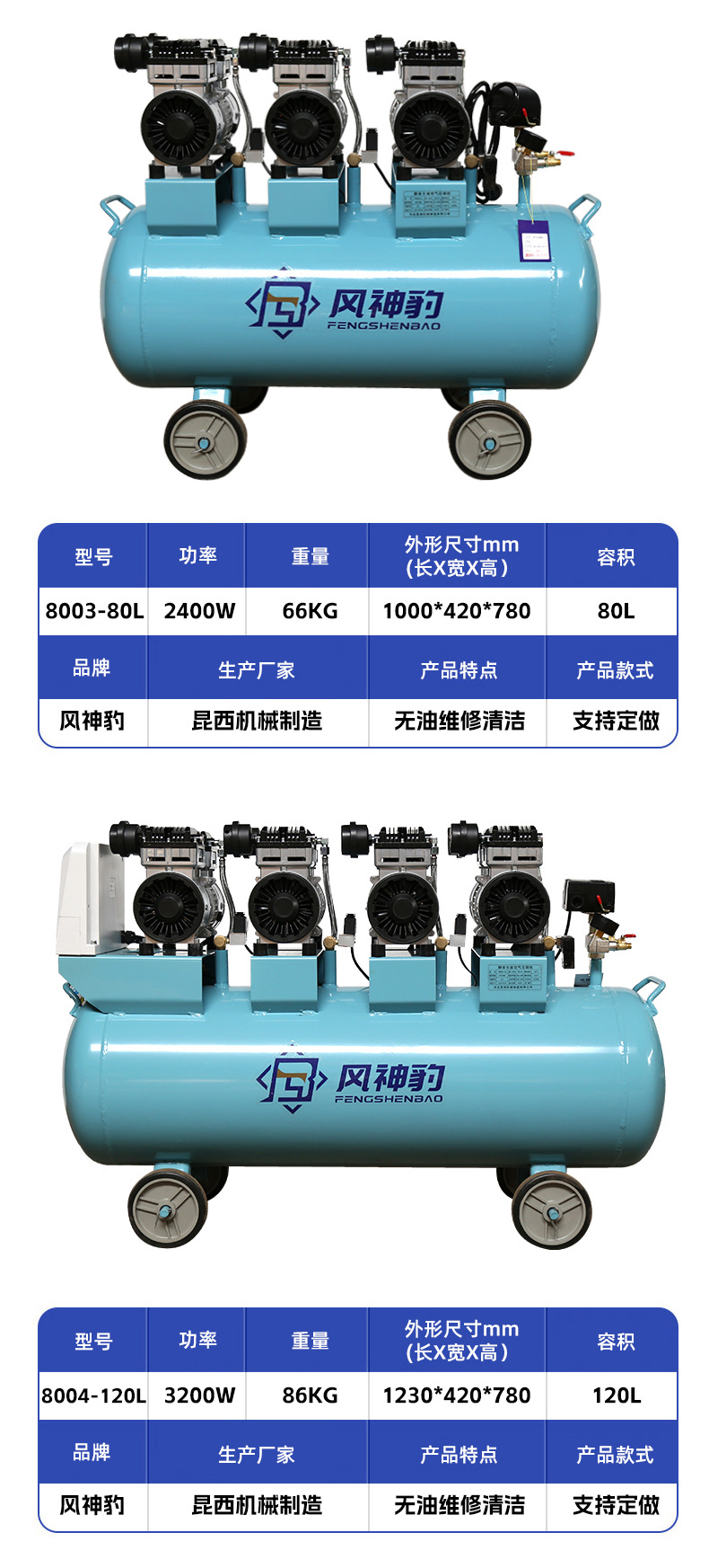 Air Compressor Industrial Grade New Energy Vehicle Oil-Free Air Compressor Silent High-Pressure Air Pump Air Compressor