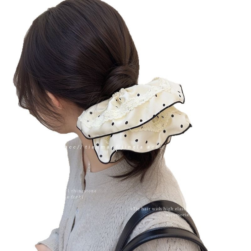 El encaje de alta sensación de punto de onda del intestino grueso anillo de cabello para mujeres 2025 nuevo cabello de alta elasticidad bola de cabello correa de cabello