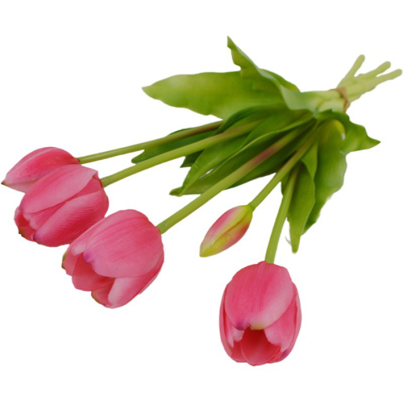 Simulación de flores de tulipas de goma blanda PE látex de goma de goma de flores de tulipas Simulación de flores humectantes 5 tulipas