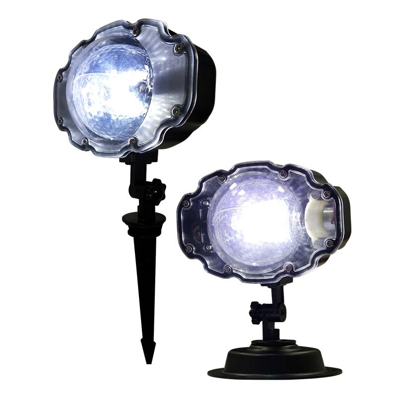 欧美跨境雪花白光花园庭院圣诞万圣装饰防水户外插地草坪下雪灯