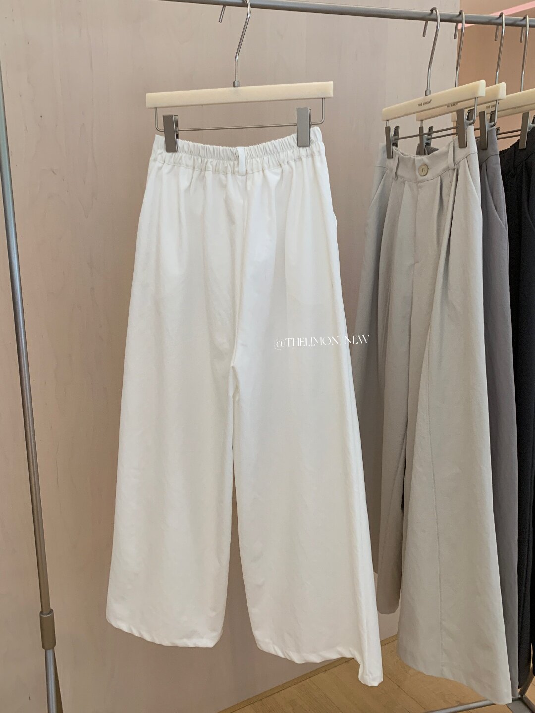 Quần culottes nữ ống rộng cạp cao dáng suông phong cách tối giản — màu đen, Xám cacbon, Xám bạc, màu trắng chi tiết 37