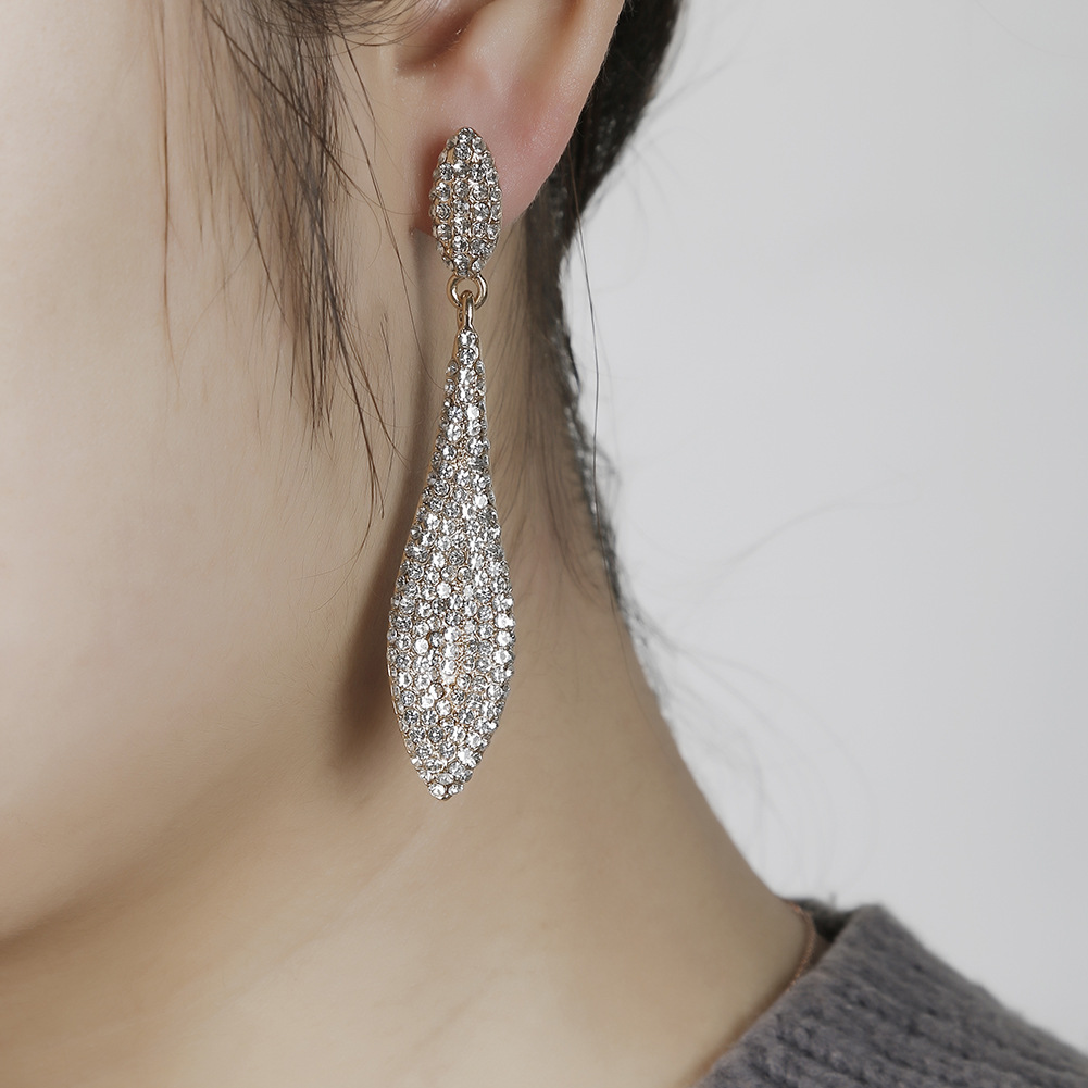 1 Pair Luxurious Water Droplets Plating Inlay Alloy Rhinestones Drop Earrings display picture 6