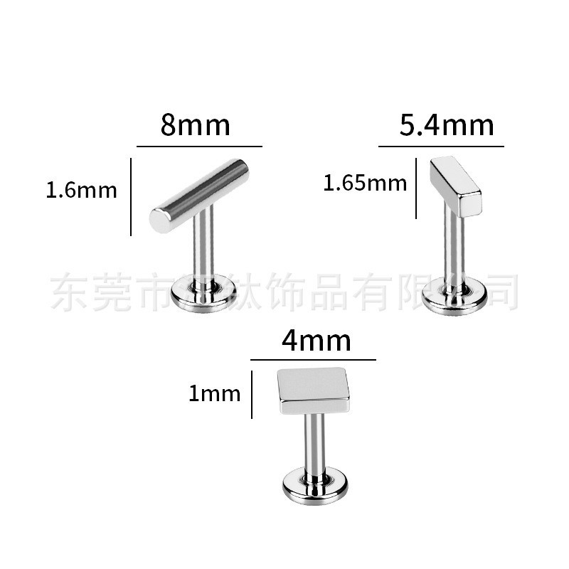 Silver pointed spike labret stud material detail