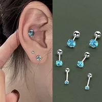Винтовые уши для ногтей отверстия для ушей женские ухо из Южной Кореи кость для ногтей Flash Diamond Blue Ear Nail Модные INS Элегантные серьги