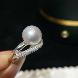 S925 Silver Ring 9-10mm Edison Pearl Pearl White Bright Clean