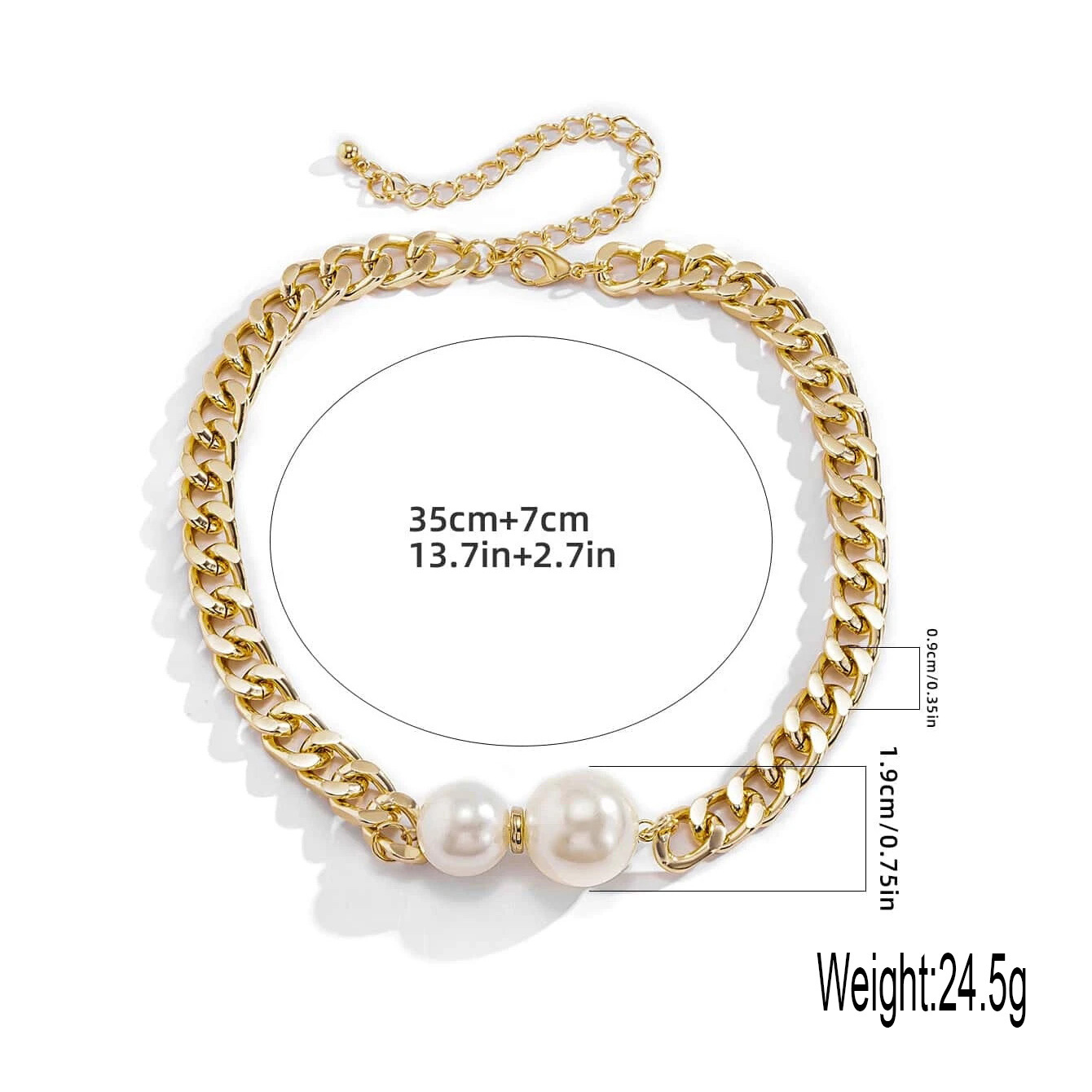 Colar de corrente cuban com pérolas para mulher joia presente_voghion.com