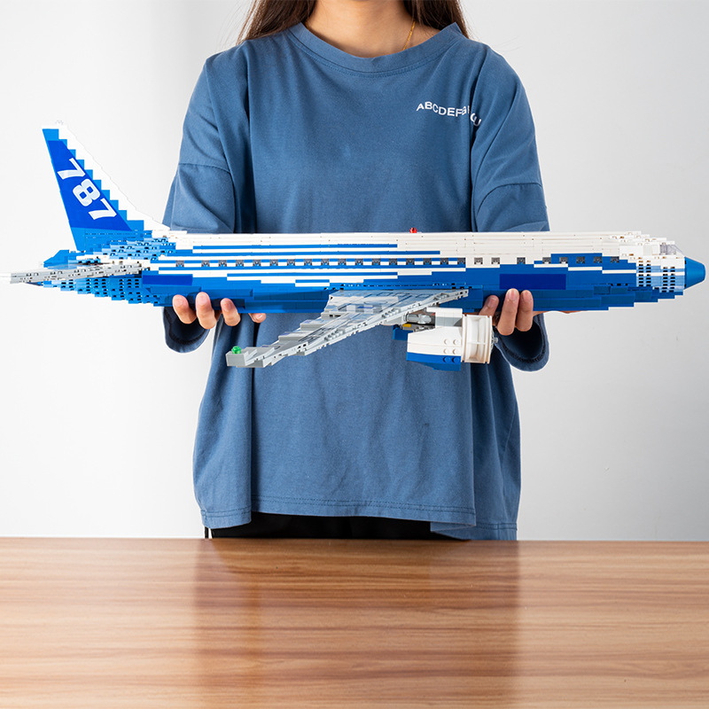得客80009航空系列波音787梦想客机兼容乐高小颗粒拼装积木玩具