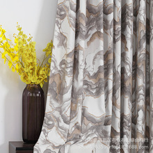 美式风情雪尼尔色织提花窗帘客厅卧室书房遮光帘子简洁典雅艺术帘