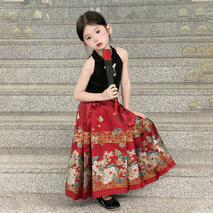 Hanfu девушка юбка с конским лицом 2025 новый летний ребенок может носить Hanfu