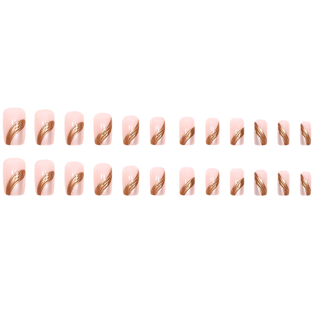 Comercio exterior polvo desnudo estereoscópico LIP oro manicure ligero lujoso elegante 24 piezas de parche de uñas falsas