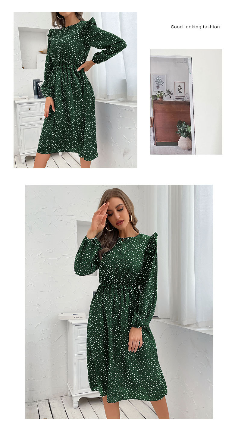 Lotus Leaf Sleeve Polka Dot Print Dress NSDMB104546