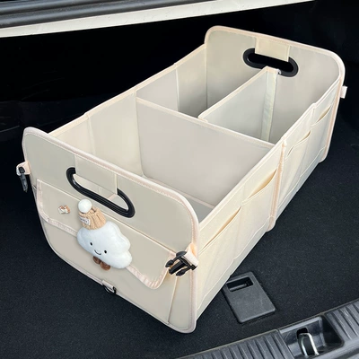 Car storage bag/box: Women's Car Storage Box - hat-cloud-upgraded-material-oxford-cloth-multifunctional-storage-box-beige