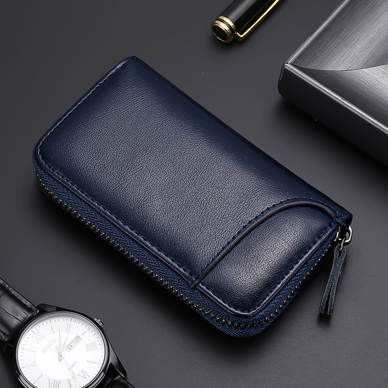 Bolso de llave bolso de la llave de los hombres de gran capacidad de cuero suave negocio hogar simple cremallera cintura colgando coche Multi-Función bolsa de la Tarjeta