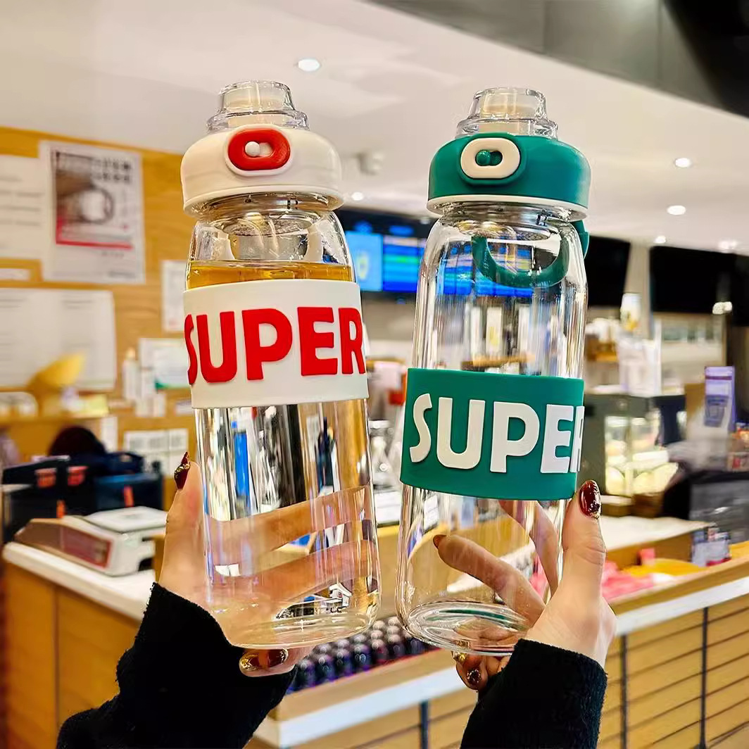 Nueva taza de agua deportiva, taza de vidrio resistente a altas temperaturas, alta capacidad de preparación de té para niñas