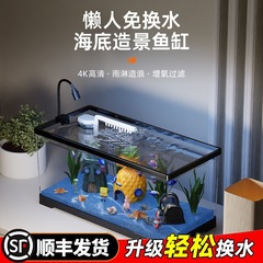 桌面金鱼缸2025新款海绵宝宝鱼缸造景全套小型水族箱客厅家用生态