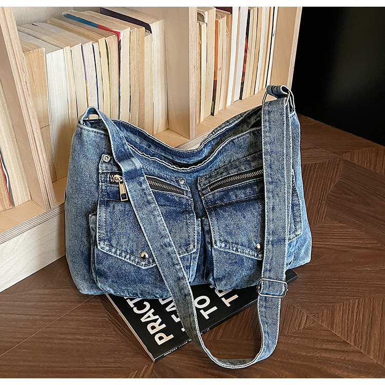 Bolso retro de gran capacidad para mujeres 2026 primavera nueva moda denim mochila de hombro para viajar bolsa de ocio image 9