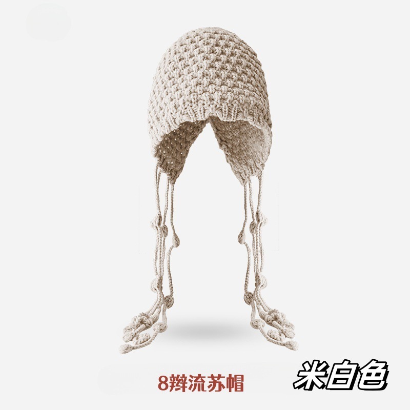 秋冬新年红流苏帽护耳保暖手工包头帽出游百搭套头针织帽日系ins|undefined