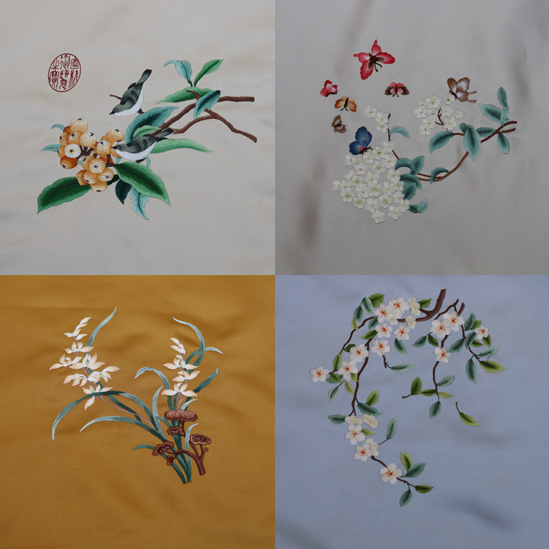 苏绣中式单面绣片diy布料古风辅料中苏州刺绣汉服装面料