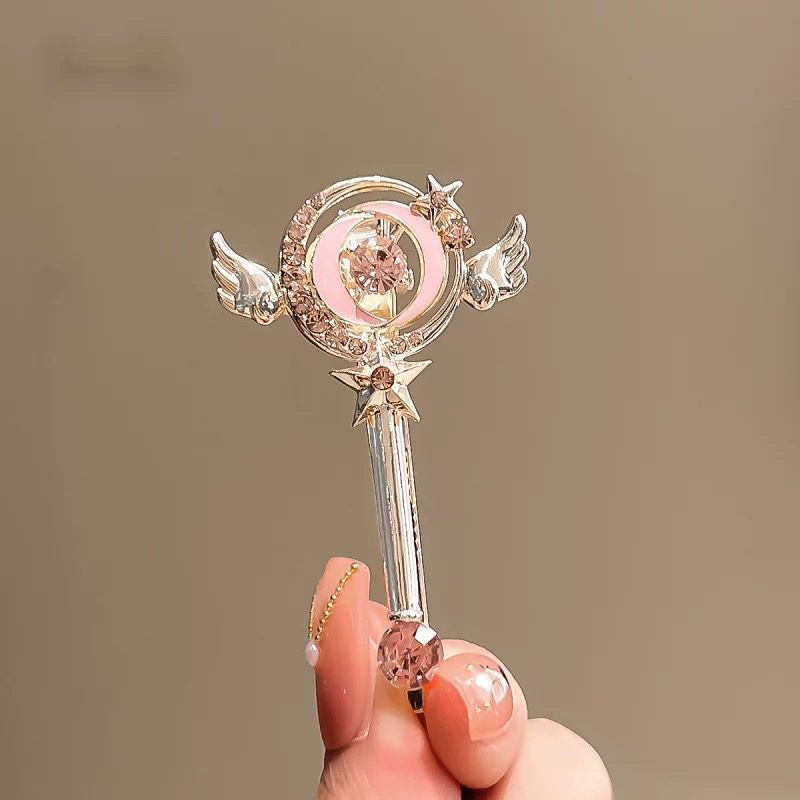 15g Weight Hair Clip Hair Accessories Type 1 Piece Quantity Holiday, Street Occasion Metal Material Cartoon, Magic Wand Pattern All Seasons Season Women's Gender Cute Style Cute Women's Cartoon Magic Wand Metal Hair Clip 8