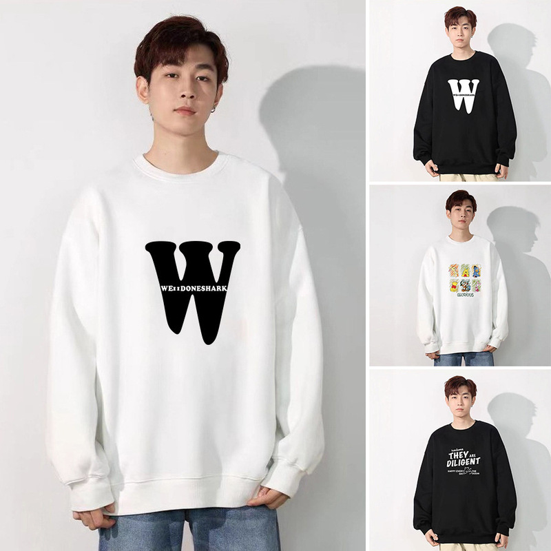 Fashionable Round Neck Sweatshirt for Men in Early Spring & Fall New Versatile Hong Kong Style Printed Jacket Couple Loose Ins Long-Sleeved T-Shirt Fashionable Round Neck Sweatshirt for Men in Early Spring & Fall New Versatile Hong Kong Style Printed Jacket Couple Loose Ins Long-Sleeved T-Shirt