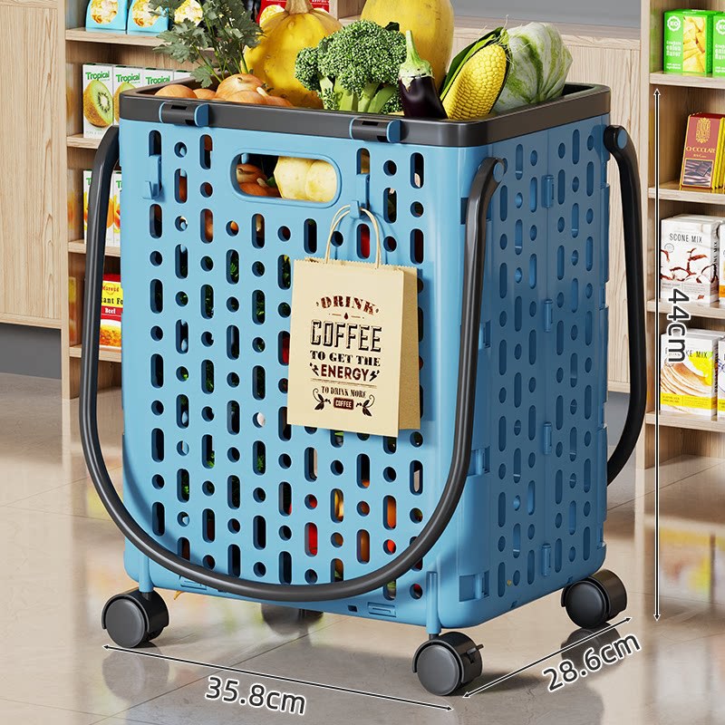 Carrito de Compras Plegable Portátil de PP de Alta Resistencia, Silencioso, para Hogar y Supermercado image 13