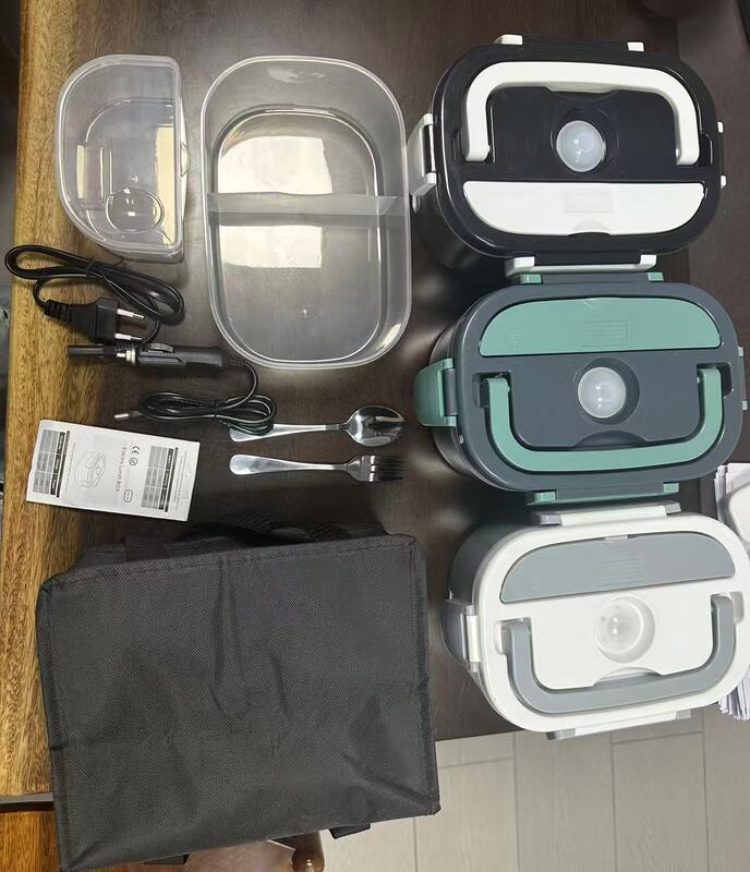 跨境生产餐盒电热饭盒车家1.5升两用不锈钢PP便当盒加热保温饭盒|undefined