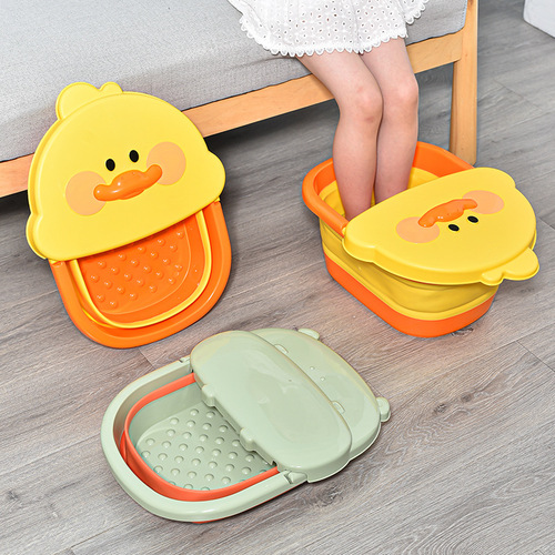 Children's cartoon foldable foot bath bucket, home foot bath massage foot bath basin, portable retractable foot bath bucket
