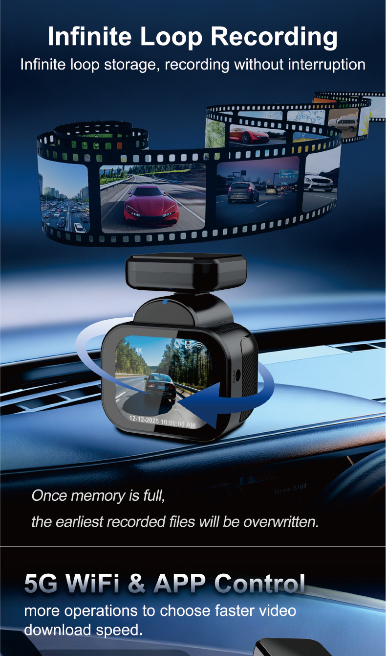 Private model touch screen dashcam cross-border wholesale 4K ultra-high-definition 5G Wi-Fi high-definition dual recording GPS car camera
