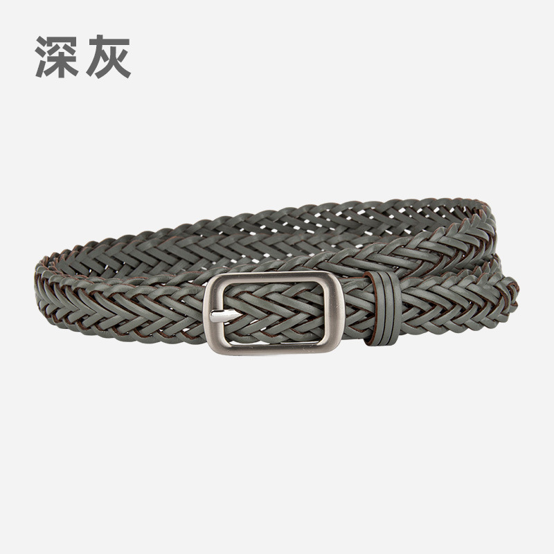 欧美麻花人工编织腰带女士方扣复古装饰裤子配西装ins风女款皮带|undefined