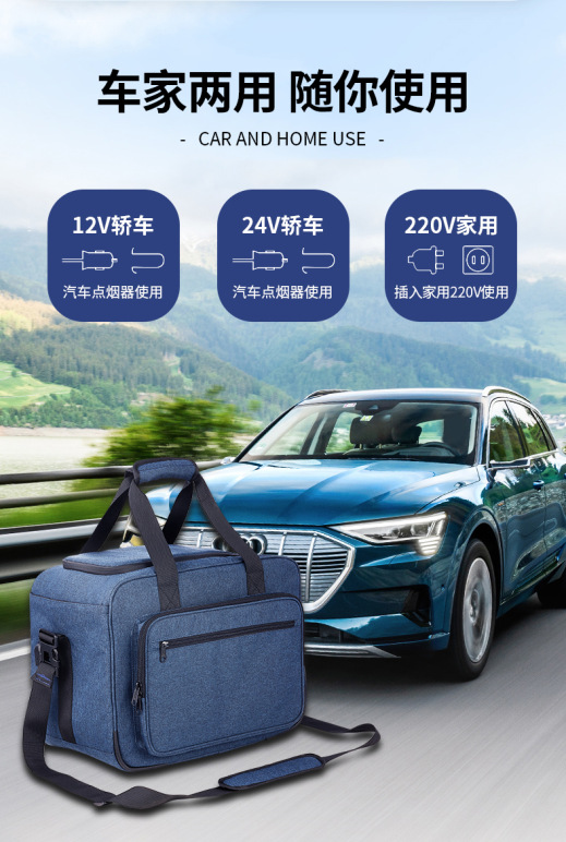 Cross-Border Export Gouer Car Refrigerator Foldable Outdoor Dual-Use for Car and Home Large Capacity Cooling and Heating Preservation Soft Bag