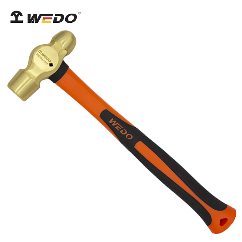 WEDO维度黄铜塑柄奶头锤纤维柄圆头铜榔头钳工锤黄铜工具厂家直供