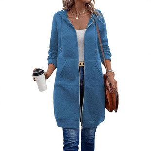 Amazon trendy coat foreign trade sweater women's long cardigan hooded European and American sweater coat sweater