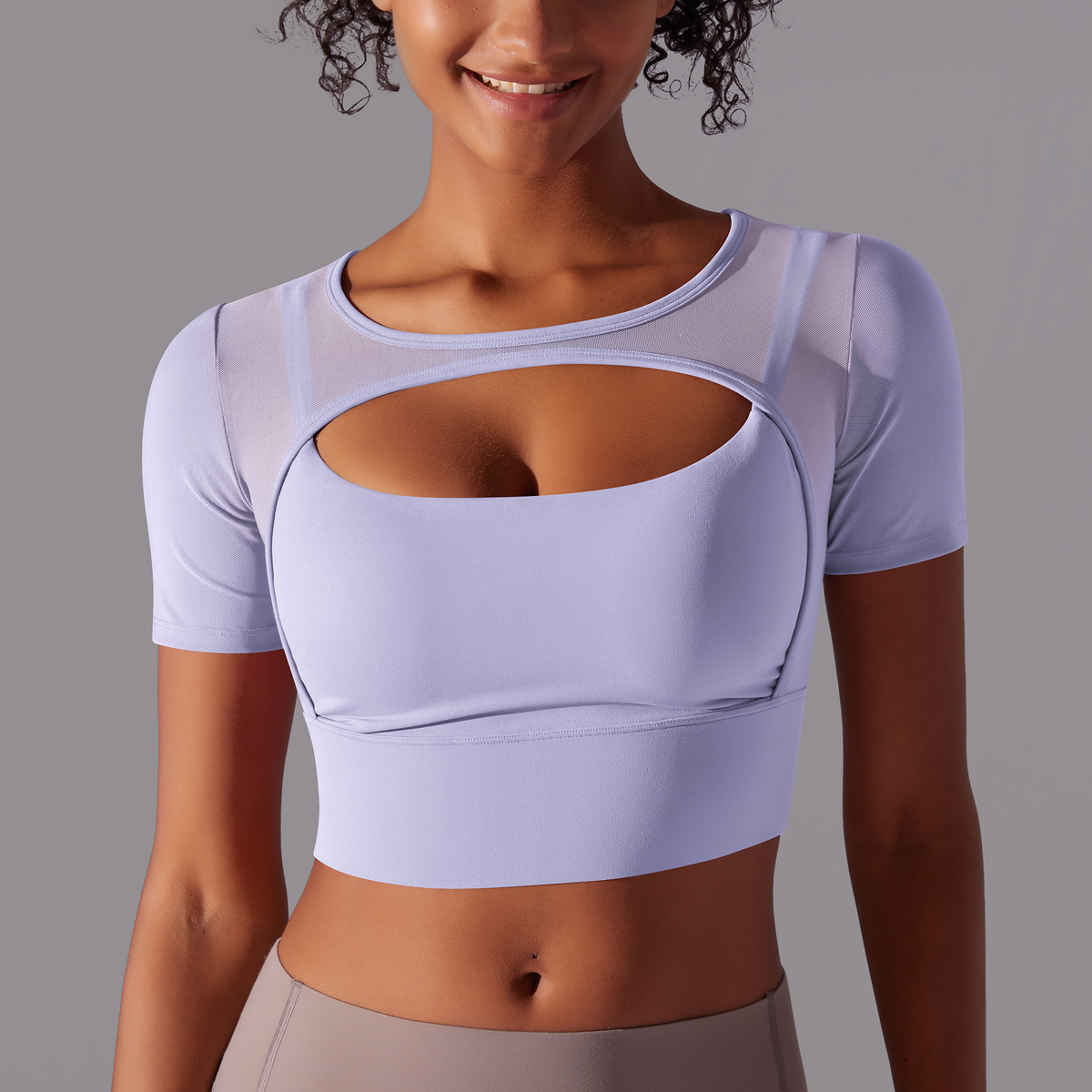 182g Weight Short Sleeve Sleeve Length Pullovers Placket Type Nylon, Spandex Fabric Type Short Top Length T-shirt Tops Type Yoga, Sports Occasion Round Neck Neckline Solid Color Pattern Women Gender Hollow Out Craft Fitness Sport Style Solid Color Nylon Spandex Round Neck Hollow Out Active Tops T-shirt 63