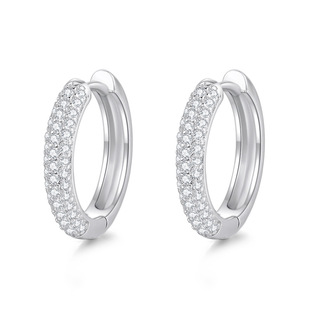 Circle S925 Silver Moissanite Starlight S925 Silver Earrings European, American, Japanese and Korean Cross-Border Hot Selling Source Manufacturer Spot Batch