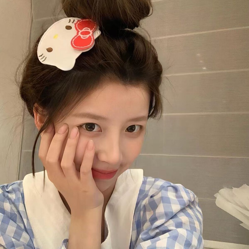 超かわいい kt 猫の頭の破れた髪ベルクロヘアピンメイクアップマスクシームレス前髪ステッカー粘着ヘアステッカー卸売|undefined