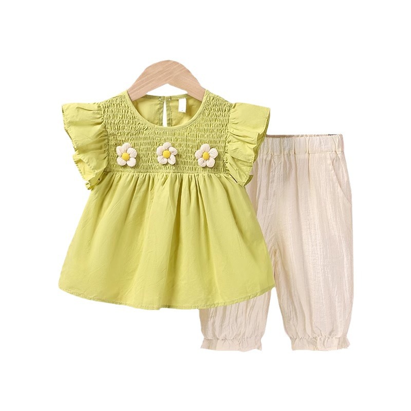 Maglietta per bambole da bambina, estate 2024, set da due pezzi, versione coreana, top per bambini, pantaloni antizanzara sottili_voghion.com