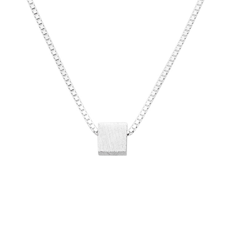 Sunburst Geometric Cube Necklace For Women, Simple And Unique, Versatile, Minimalist Style, Light Luxury, Matte Brushed_voghion.com