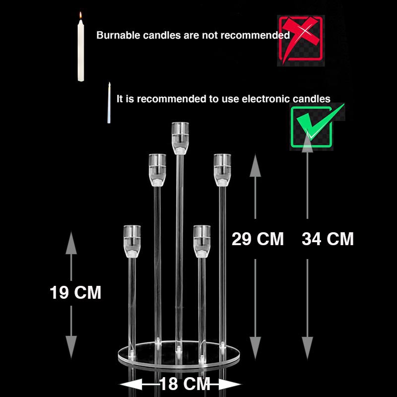 Transfronterizo especial para nuevo acrílico transparente vela electrónica candelabro fiesta de cumpleaños restaurante occidental Decoración de mesa adornos