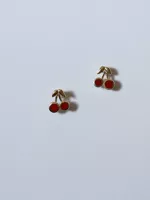 Вишневые серьги 9K Gold 2021 Новое модное интернет-знаменитость Простое женское Маленькое лето
