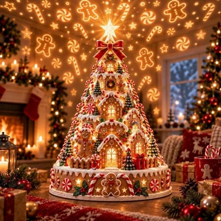 亚马逊创意Christmas Village Projection Centerpiece 中心装饰