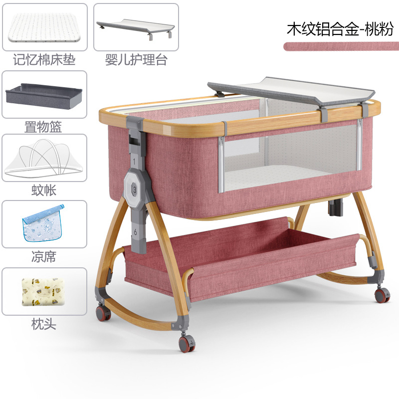 Cuna de bebé recién nacido cama costura Cama grande Baby Shaker BB cama de los niños cuna cama multifuncional móvil plegable