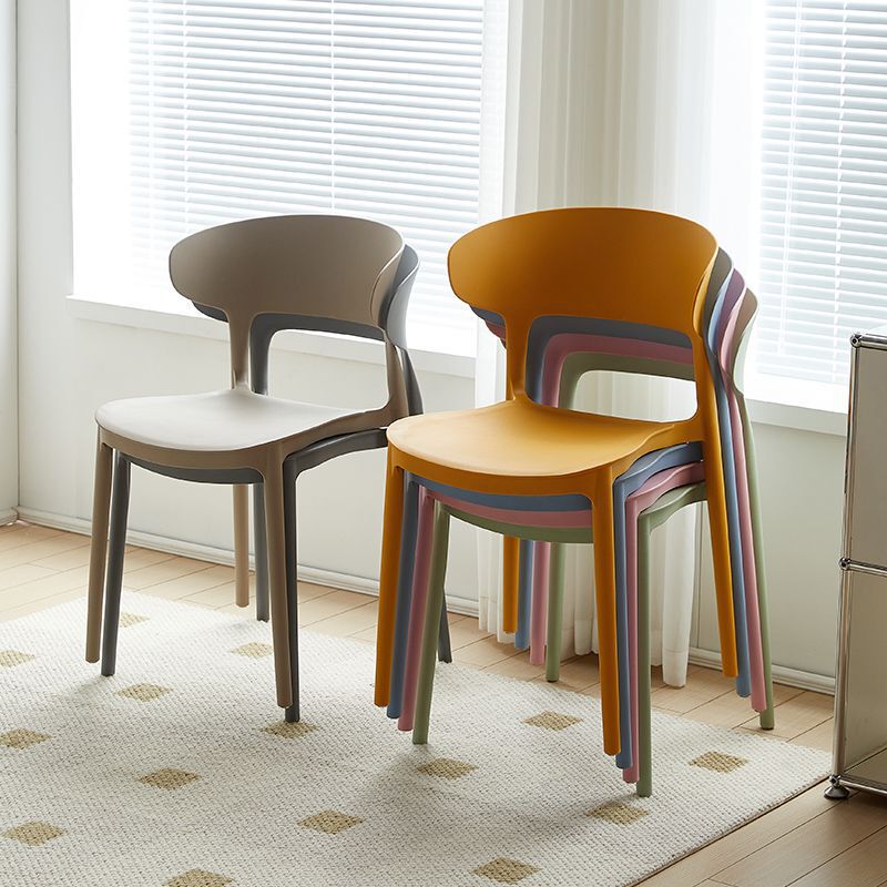 Plastic Chair with Horn, Simple Backrest Stool, Nordic Modern Dining Chair with Backrest, Thickened Leisure Chair for Adults