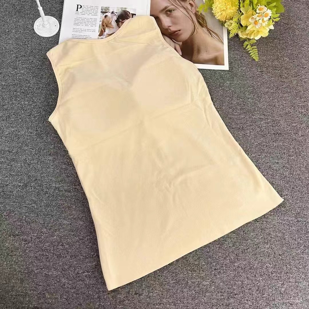 Nuevo chaleco de terciopelo de terciopelo caliente, super elástico, cómodo y cálido con almohadilla de pecho, camisa interior sin marcas gruesas