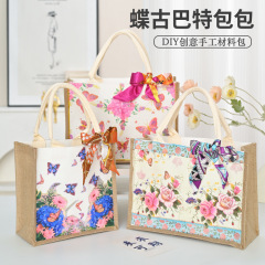 DIYハンドバッグ、手作りDIYバタフライバッグ、キャンバスバッグ素材バッグ、親子アクティビティギフトバッグ