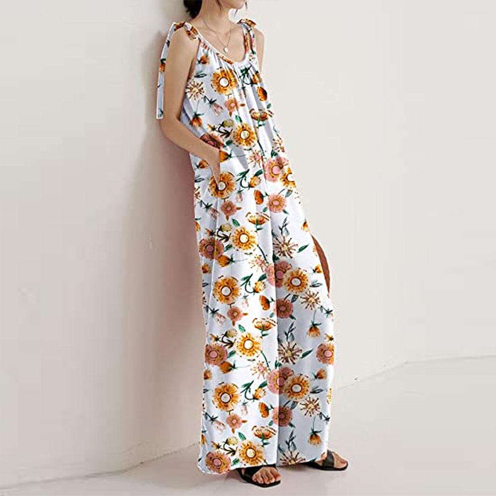 Summer Women Clothing Printed Sling Loose Casual Jumpsuit