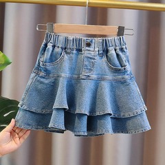 女の子のデニムの半身のスカートの春の夏の韓系の中で大きい子供の女の子の洋風のケーキのスカートの夏服の子供のショートスカートのズボン
