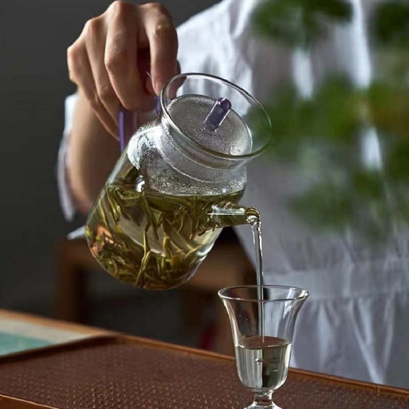 Nuevo estilo de imitación canción olla de vidrio tetera verde resistente al calor tetera fría hogar Kung Fu olla con filtro pequeña flor tetera